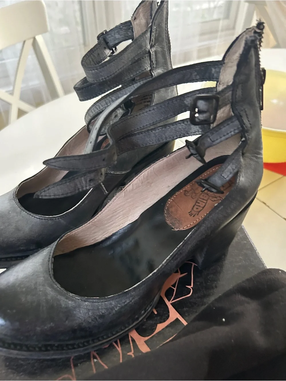 Free bird gorgeous! Black Strappy Mary Jane Block Heels